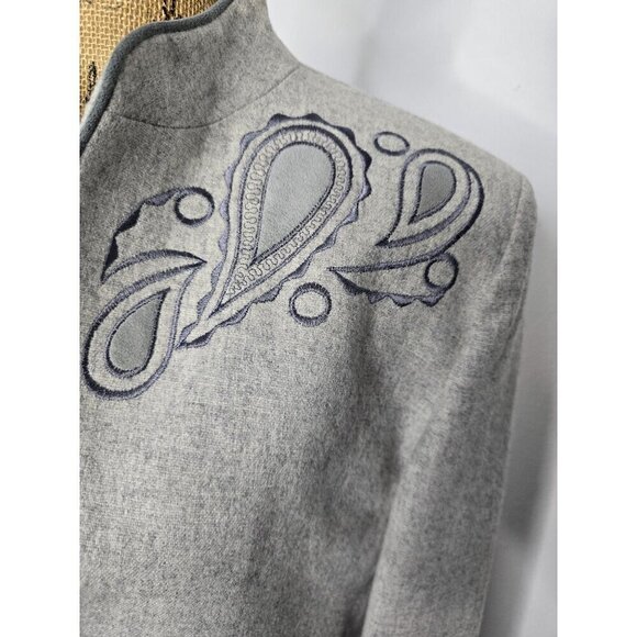 Vintage 1970s Lilli Ann Gray Wool Embroidered Jacket Blazer - Picture 14 of 16